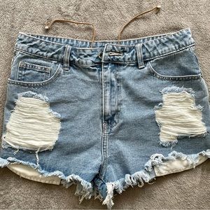 Shein Jean Shorts Women’s Distressed Large Cut Off Button Fly